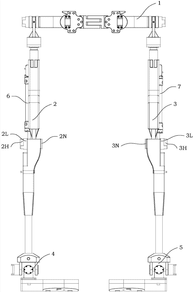 Thigh and shank device with knee joint parameter measurement suitable for exoskeleton auxiliary supporting robot