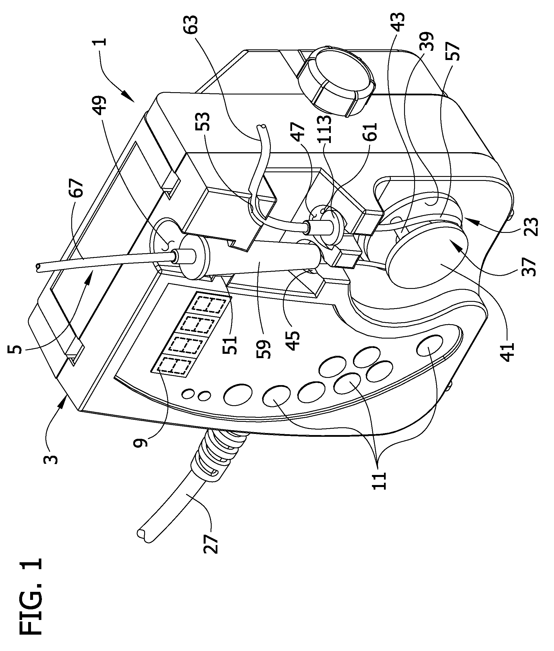 Pump set and pump with electromagnetic radiation operated interlock