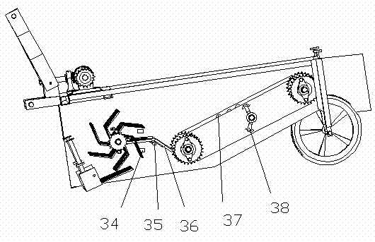 Rolling gate type pseudo-ginseng harvesting machine dragged by four-wheeled tractor