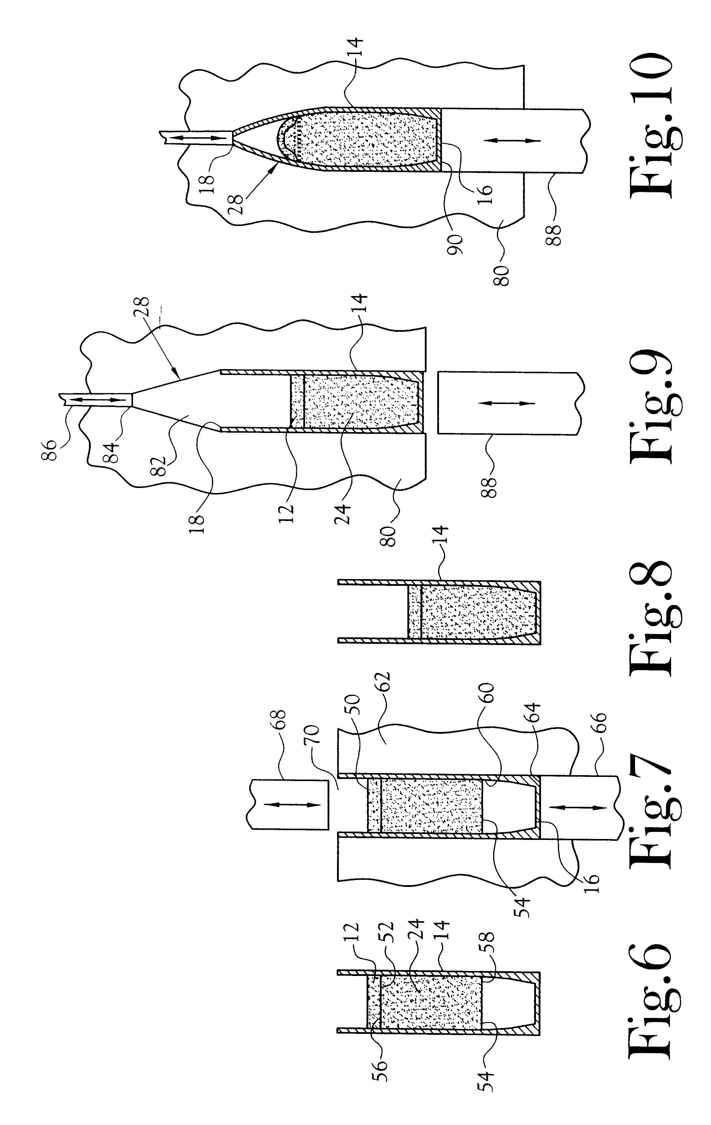 Powder-based disc for gun ammunition having a projectile which includes a frangible powder-based core disposed within a metallic jacket