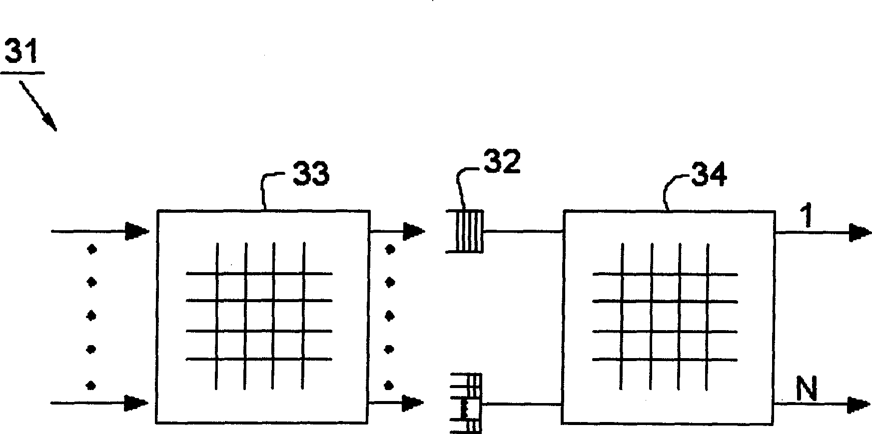 Load balance type exchanging equipment and device having multi-stage buffer