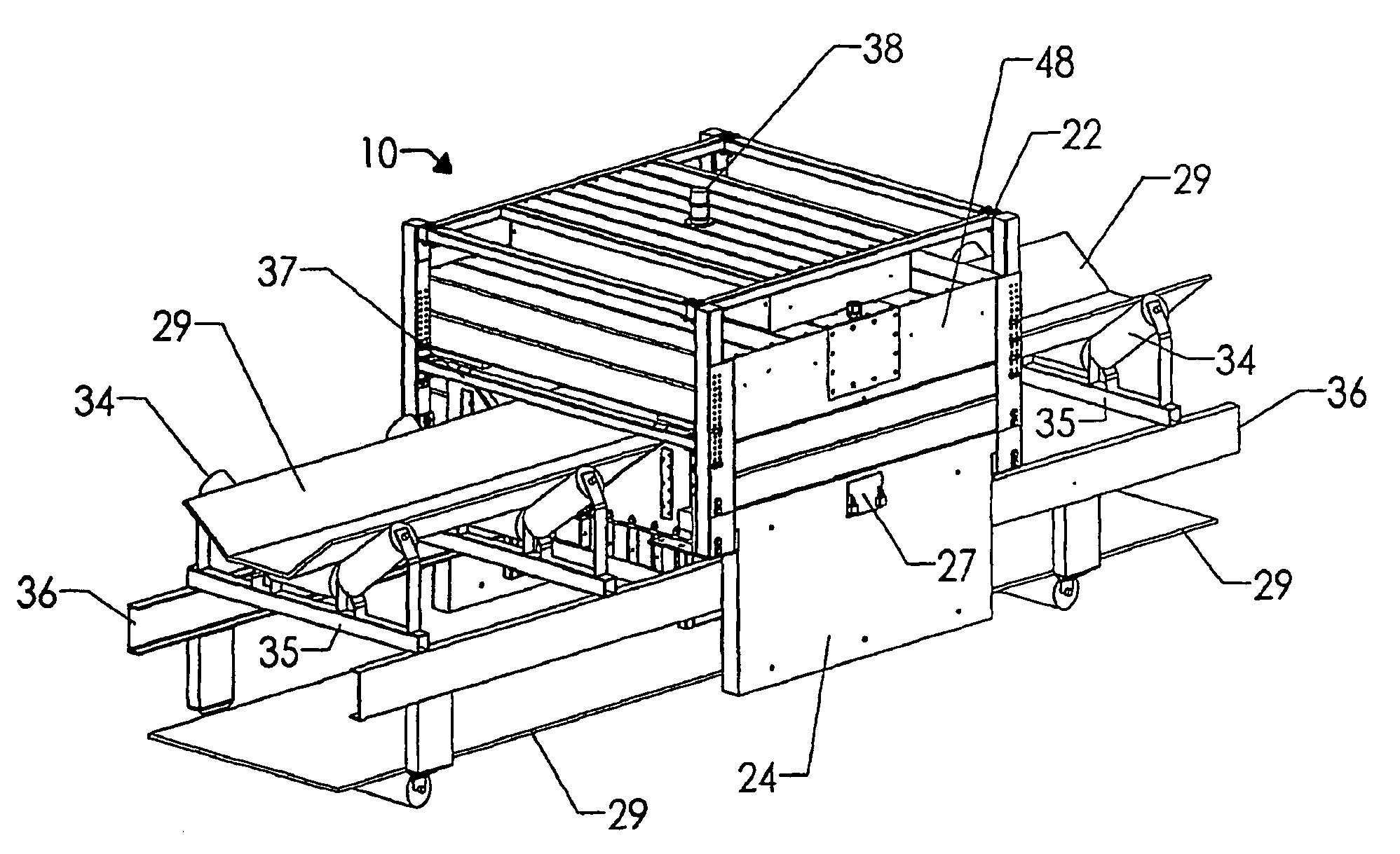 Bulk material analyzer assembly including structural beams containing radiation shielding material