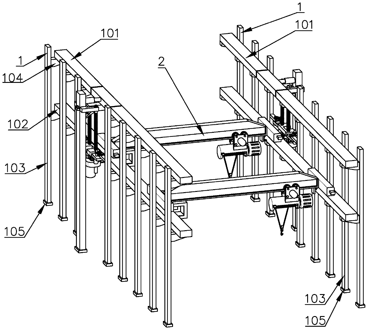 Longitudinal climbing device for extra-large steel structure