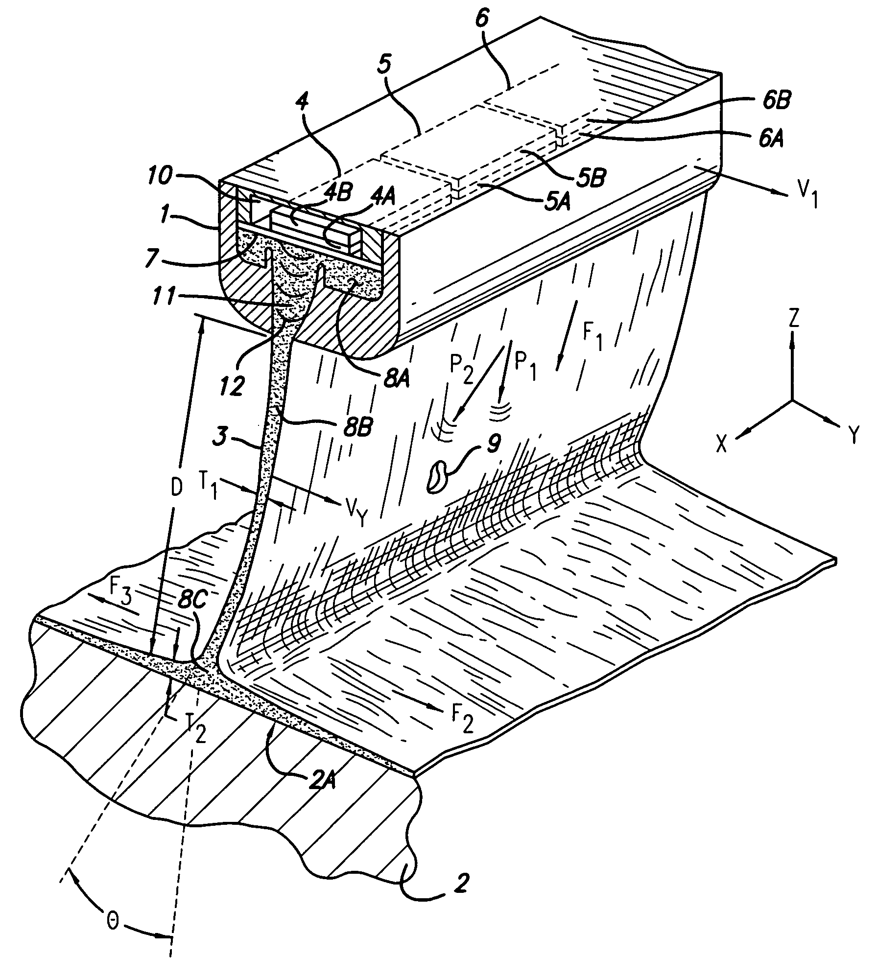 Apparatus and method for delivering acoustic energy through a liquid stream to a target object for disruptive surface cleaning or treating effects