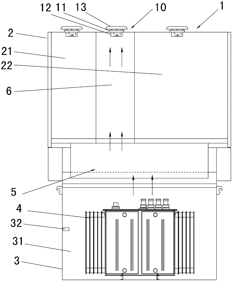 Ventilation and heat dissipation system of transformer room in semi-buried box-type substation