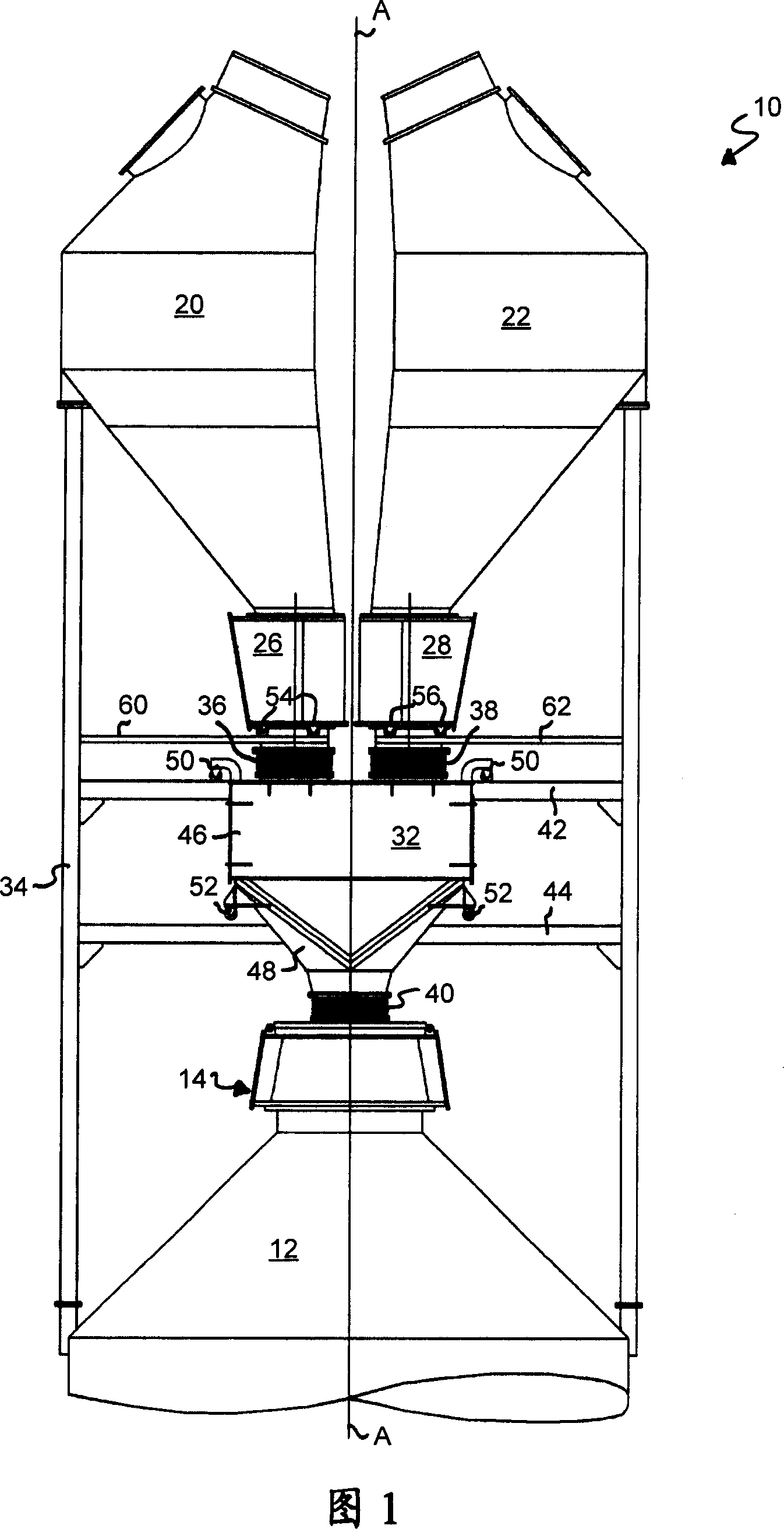 Three hopper charging installation for a shaft furnace