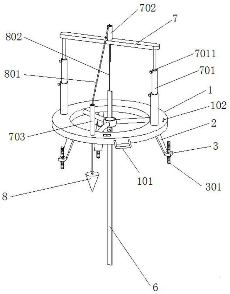 An installation device for automatic horizontal calibration of a leveling rod