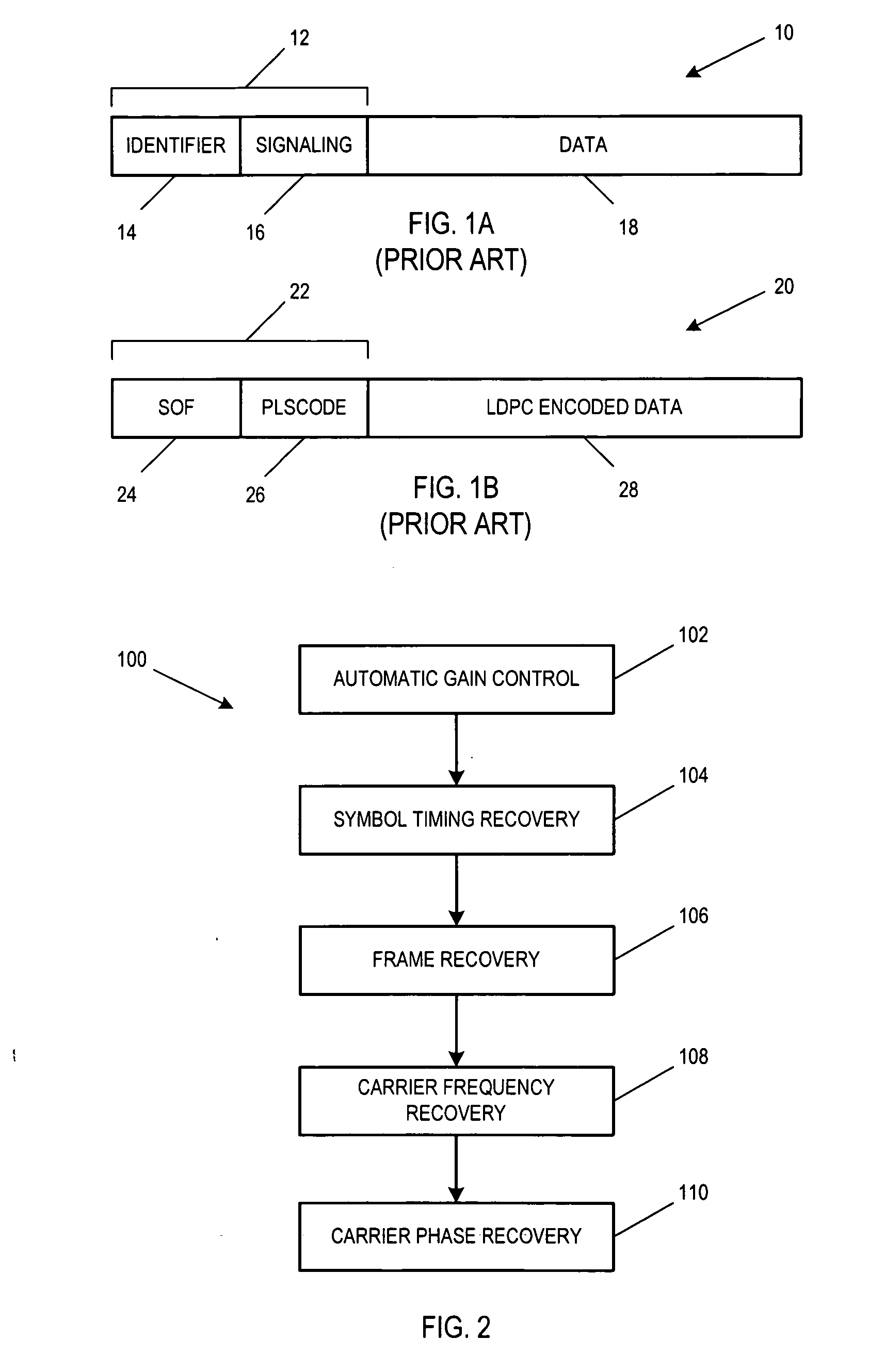 Frame-based carrier frequency and phase recovery system and method