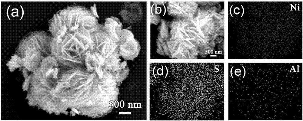 Preparation method of aluminum-doped nickel sulfide nano-flower material