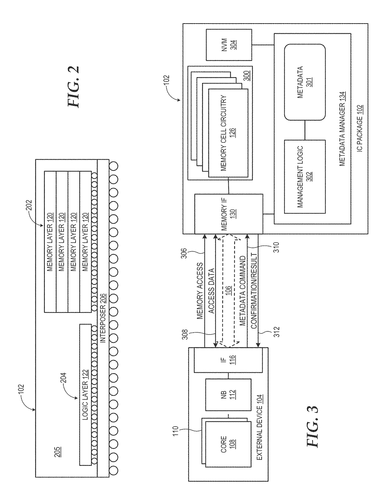 Stacked memory device with metadata management