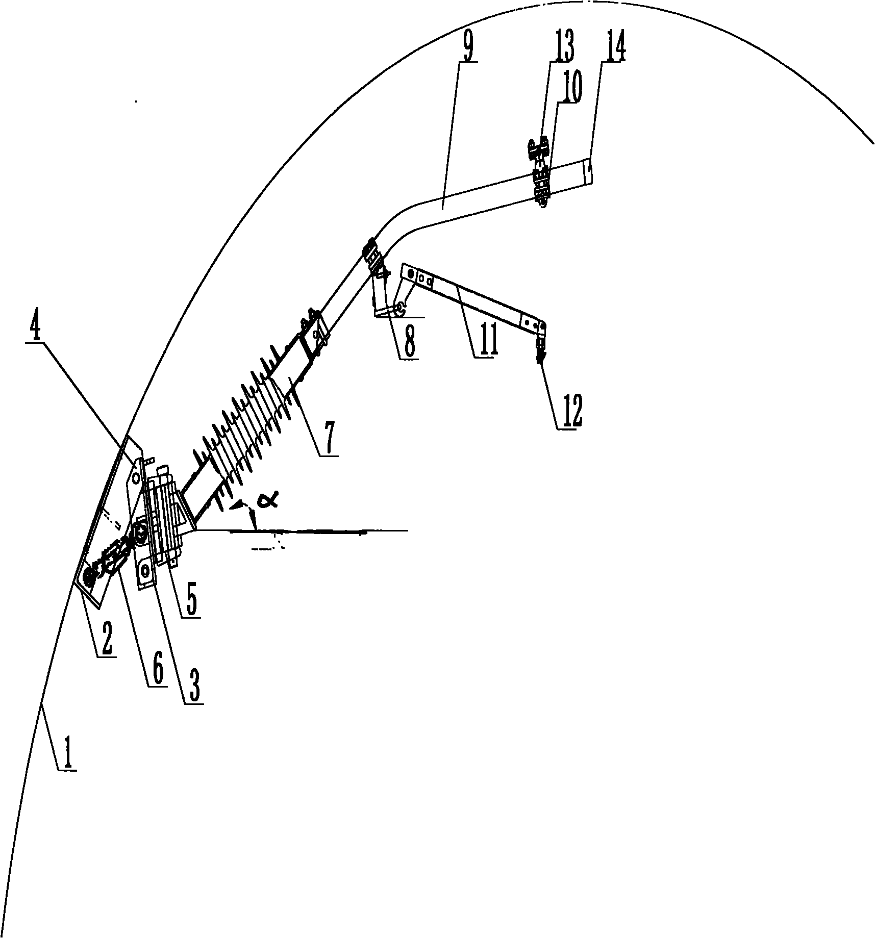 Arched wrist arm of tunnel and measuring and determining method thereof