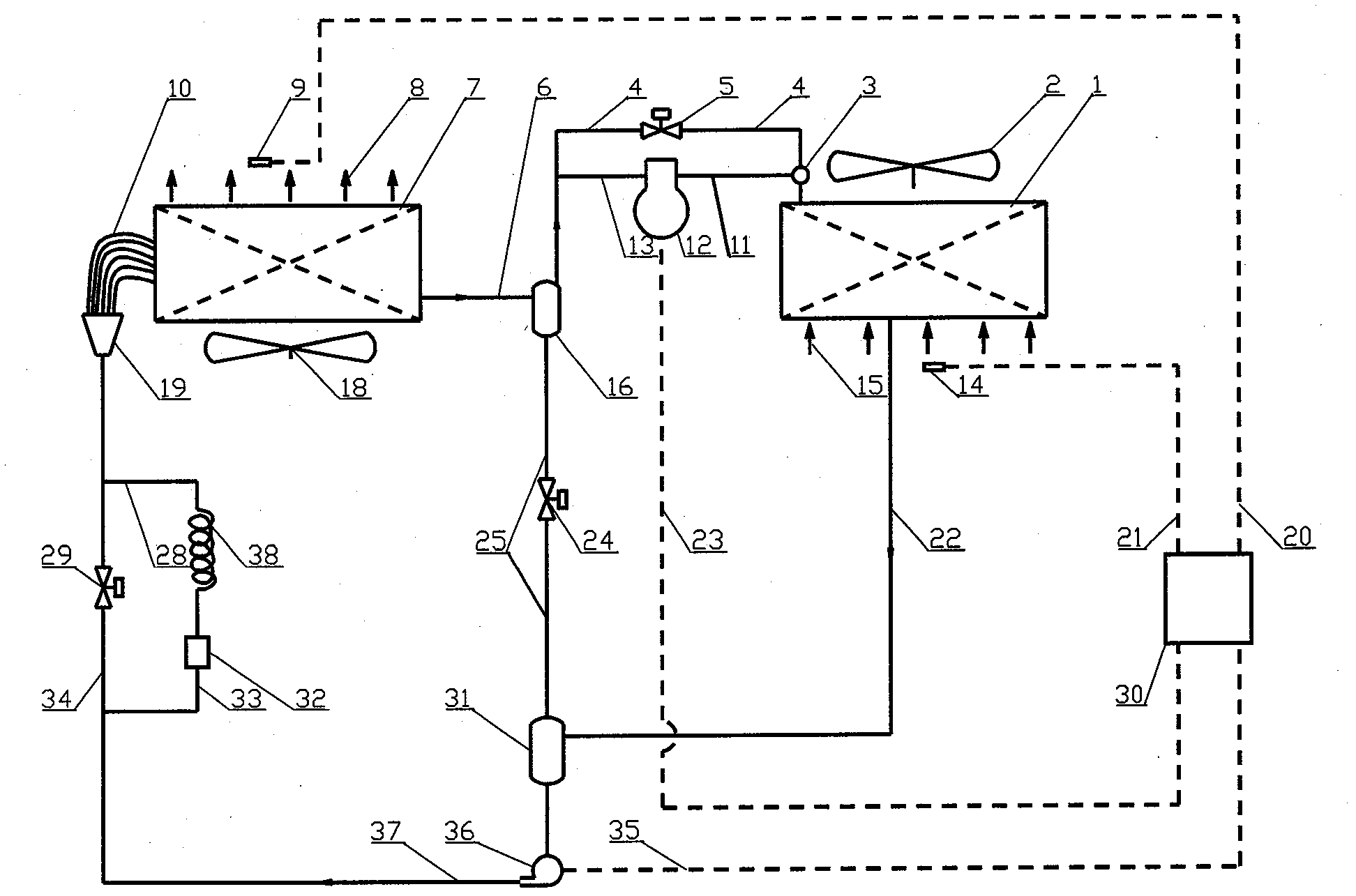 Heat pipe and refrigerating system combined energy transportation method