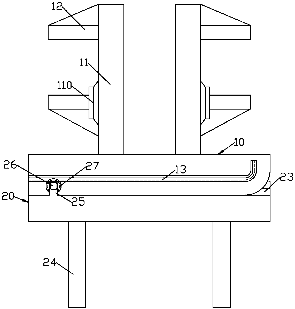 Sliding supporting seat utilizing hydraulic hammer guide grooves to guide displacement