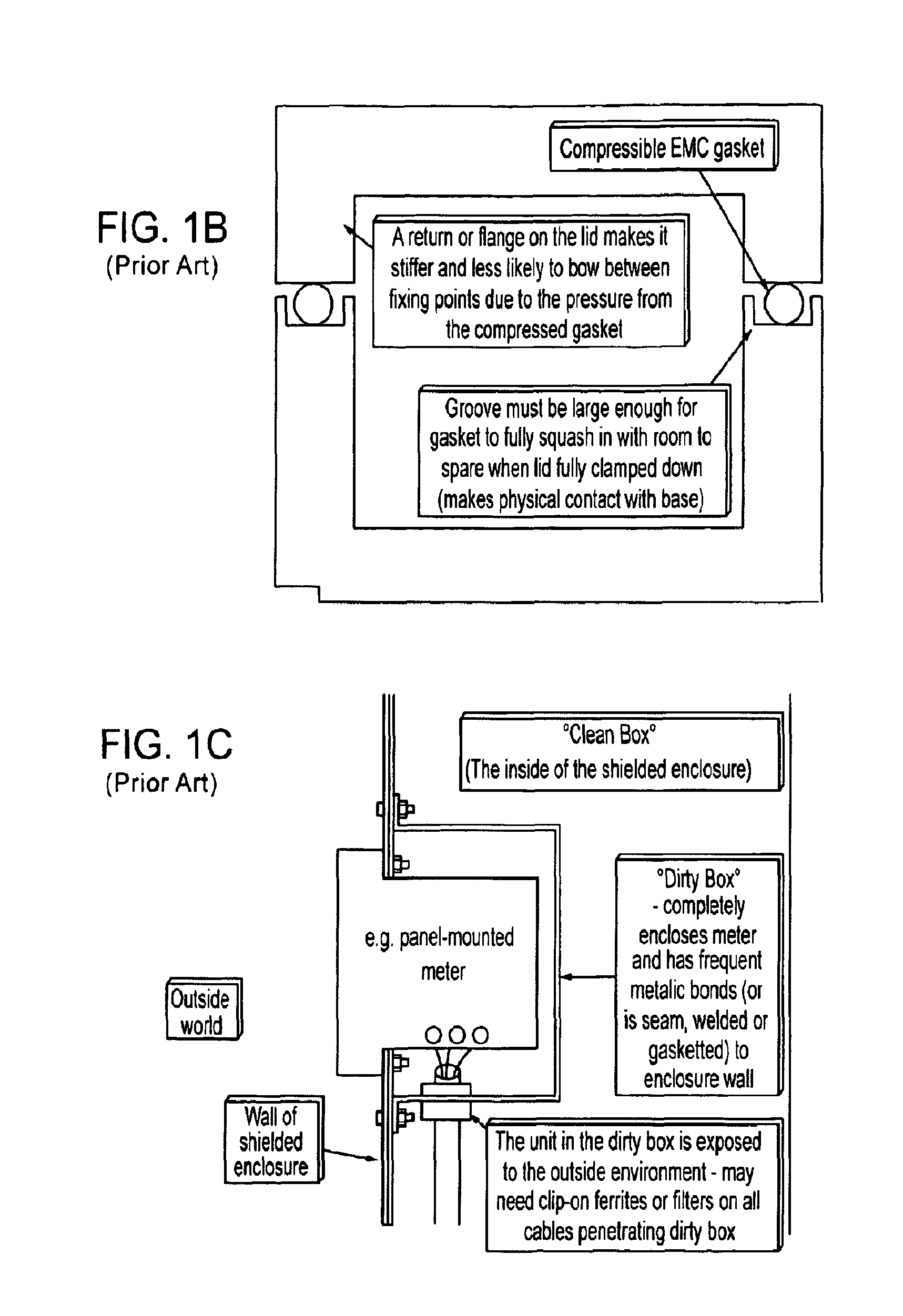 EMI-shielding solutions for computer enclosures using combinations of two and three-dimensional shapes formed in sheet metal