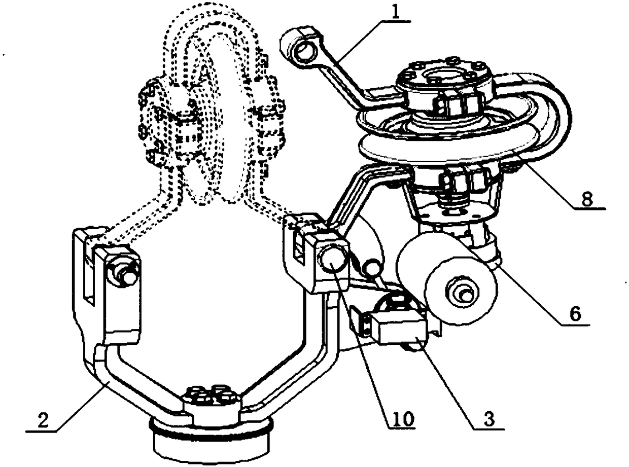 V-shaped upward-opening-type line-hanging traveling mechanism of inspection robot