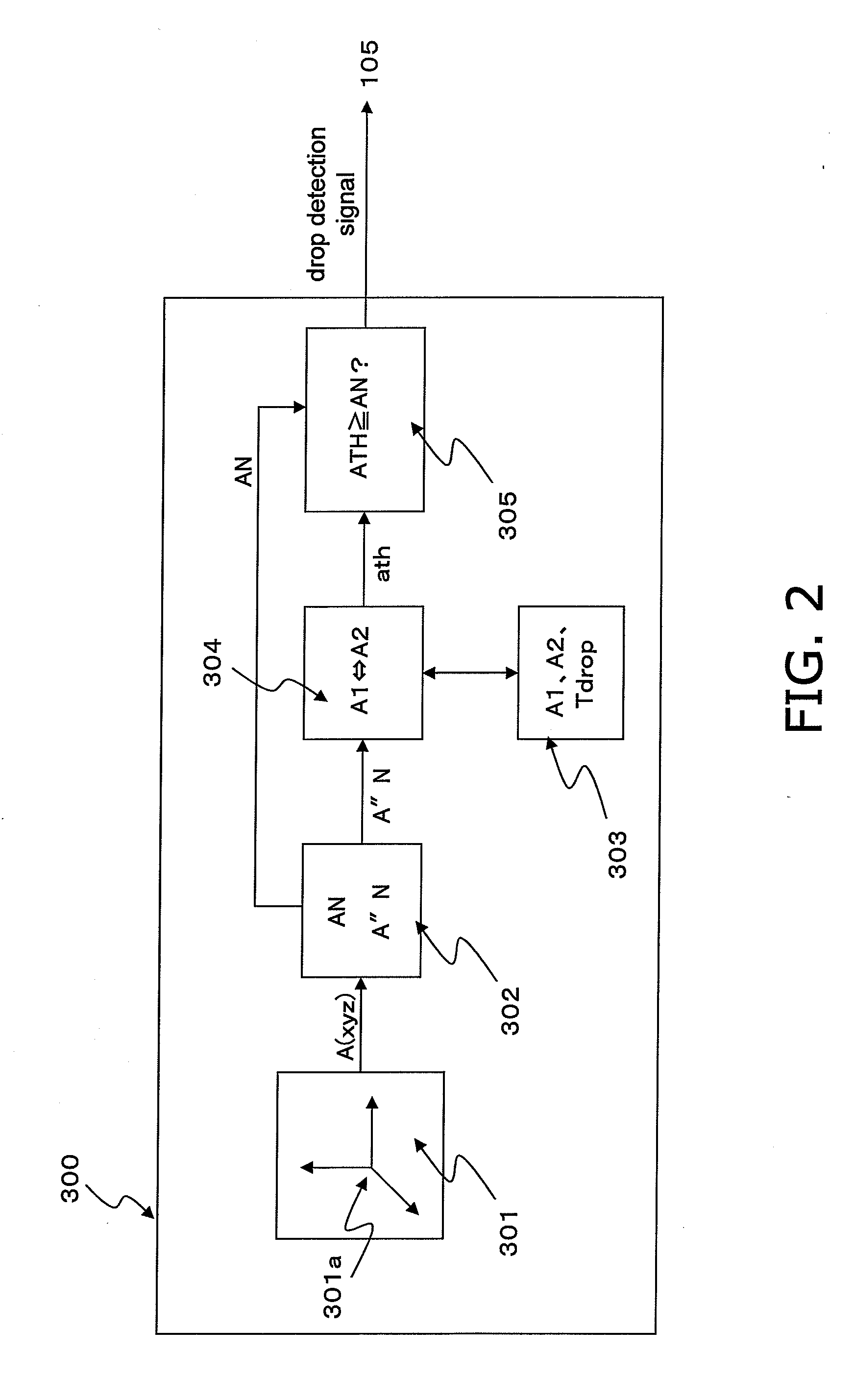 Drop detection device and portable apparatus equipped therewith