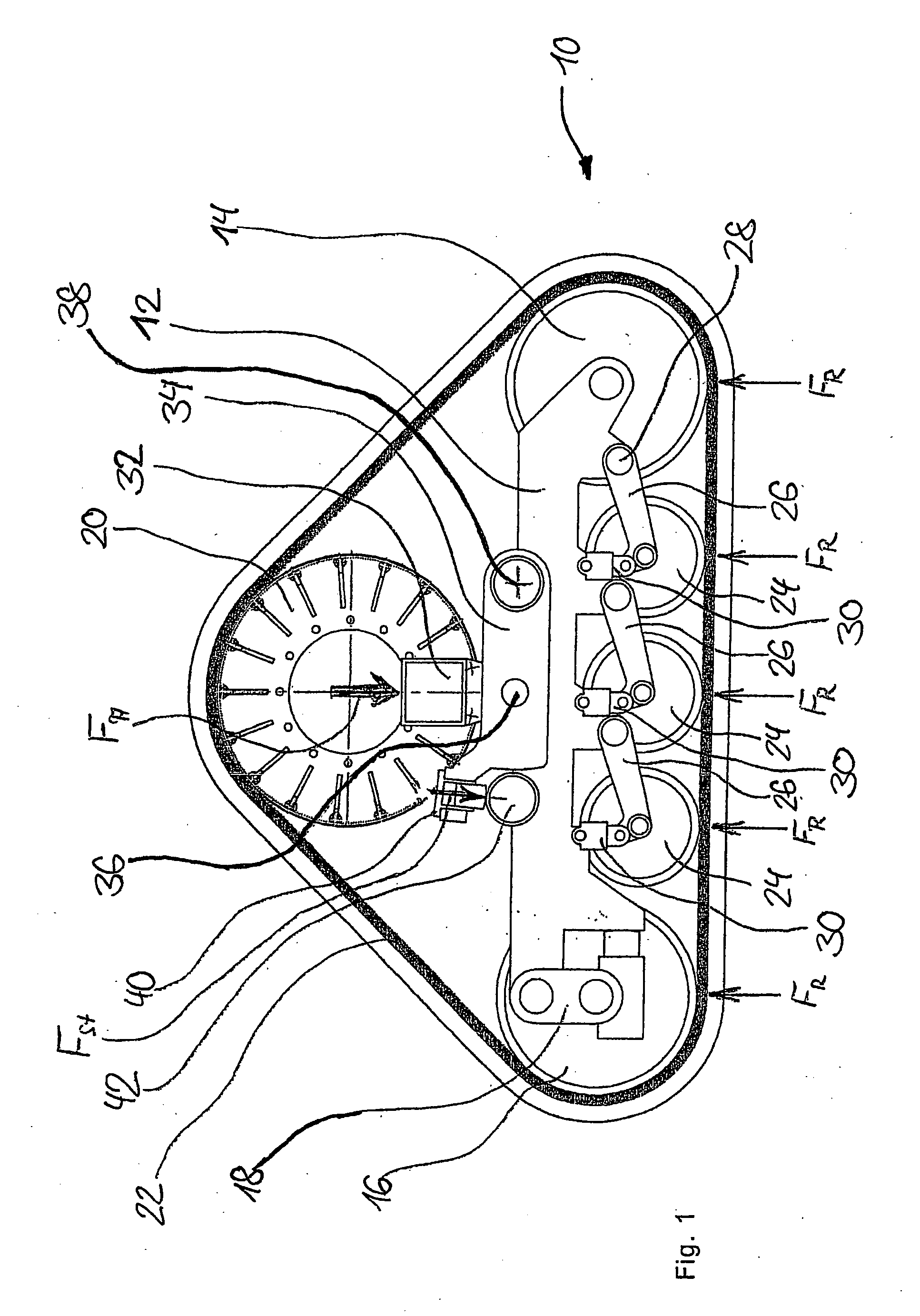 Traveling Mechanism for Agricultural Machines and Off-Road Vehicles Having an Endless Belt -Band Traveling Gear and a Corresponding Belt-Band Traveling Gear