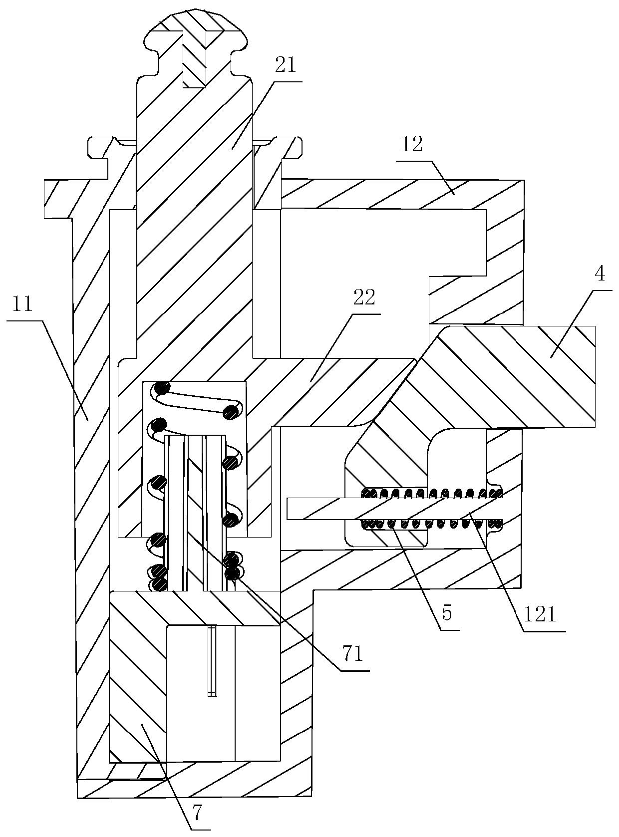 Lock structure with lock pin for a refueling or charging small door