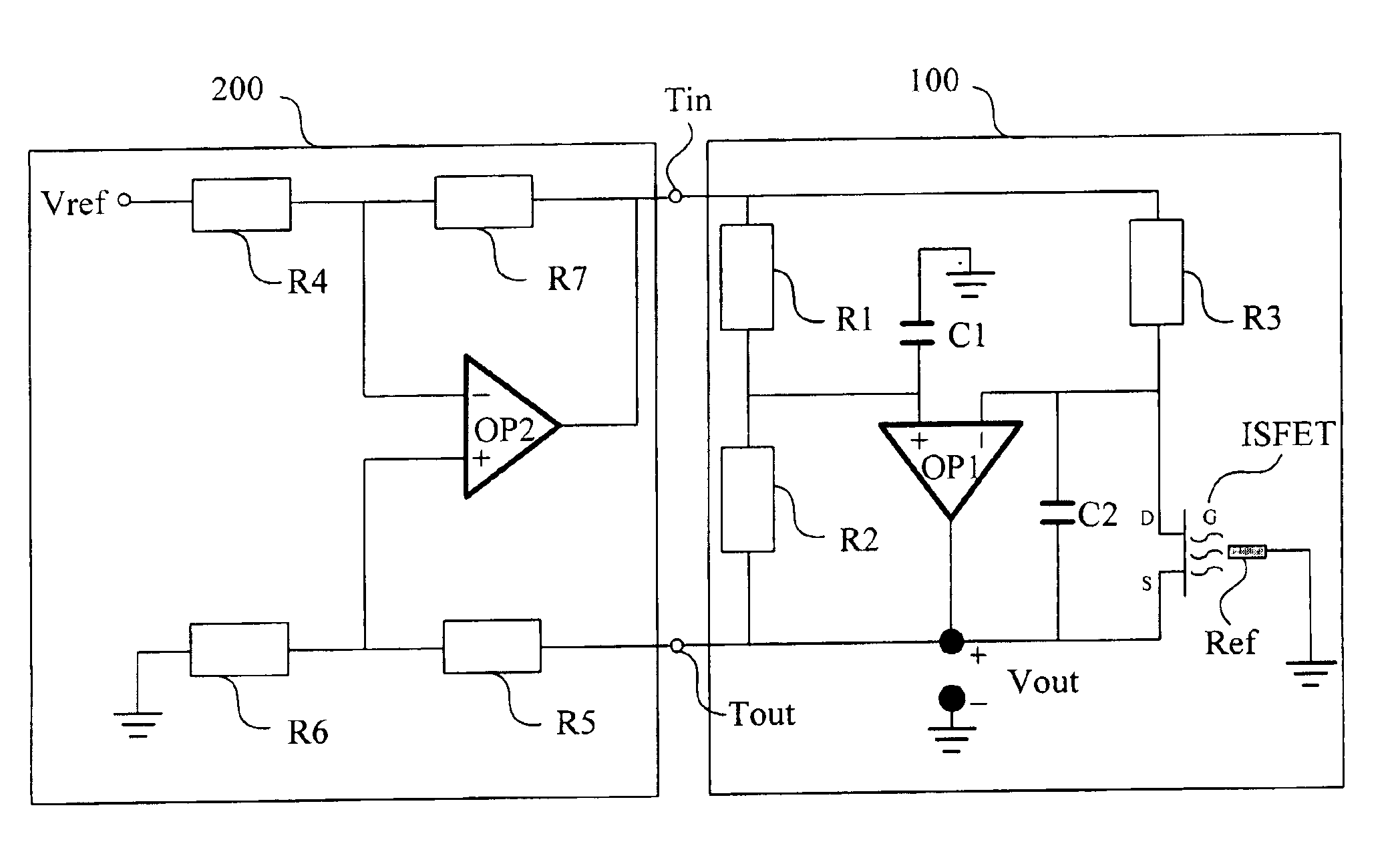 Electronic circuit for ion sensor