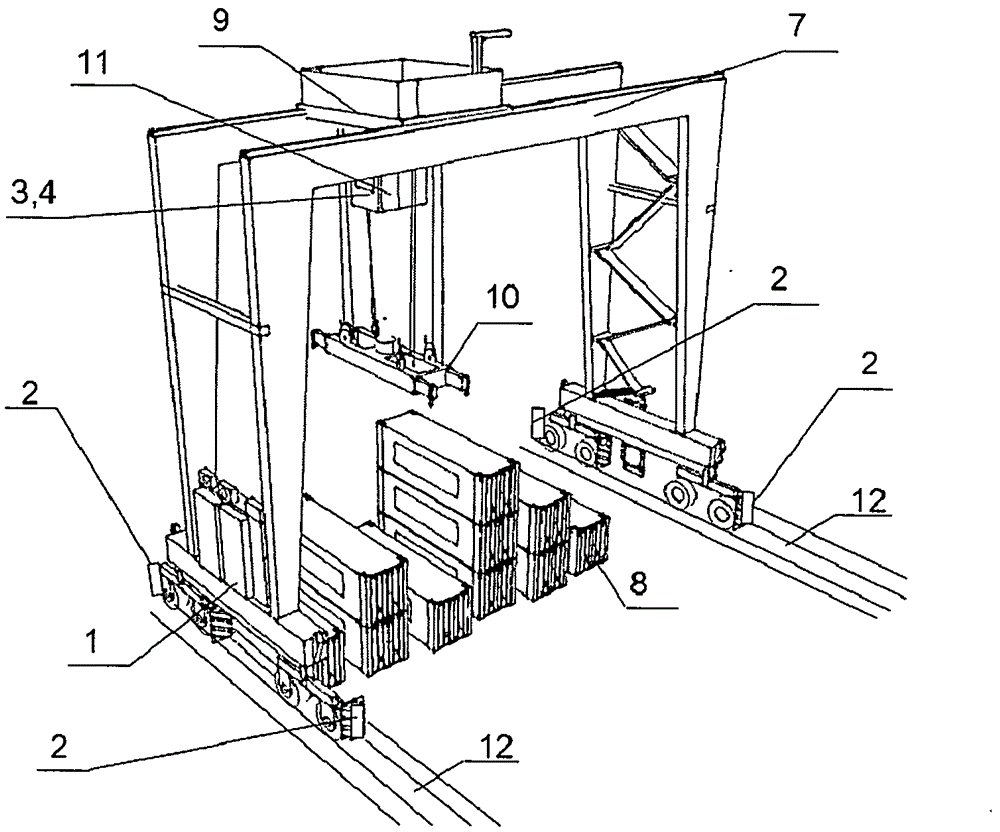 Walking positioning, deviation correcting and collision preventing method for tire crane
