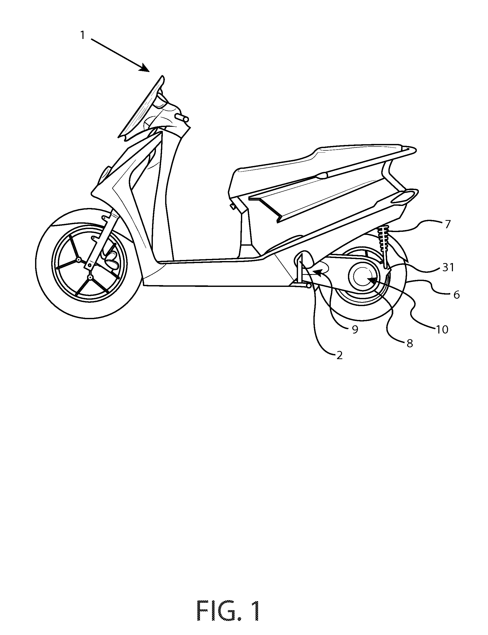 Lightweight integrated rear suspension and drive enclosure for a ridden motorized vehicle