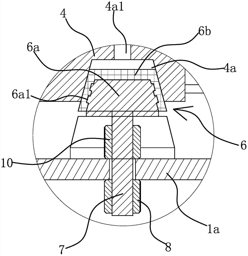 Head installation structure of a template sewing machine