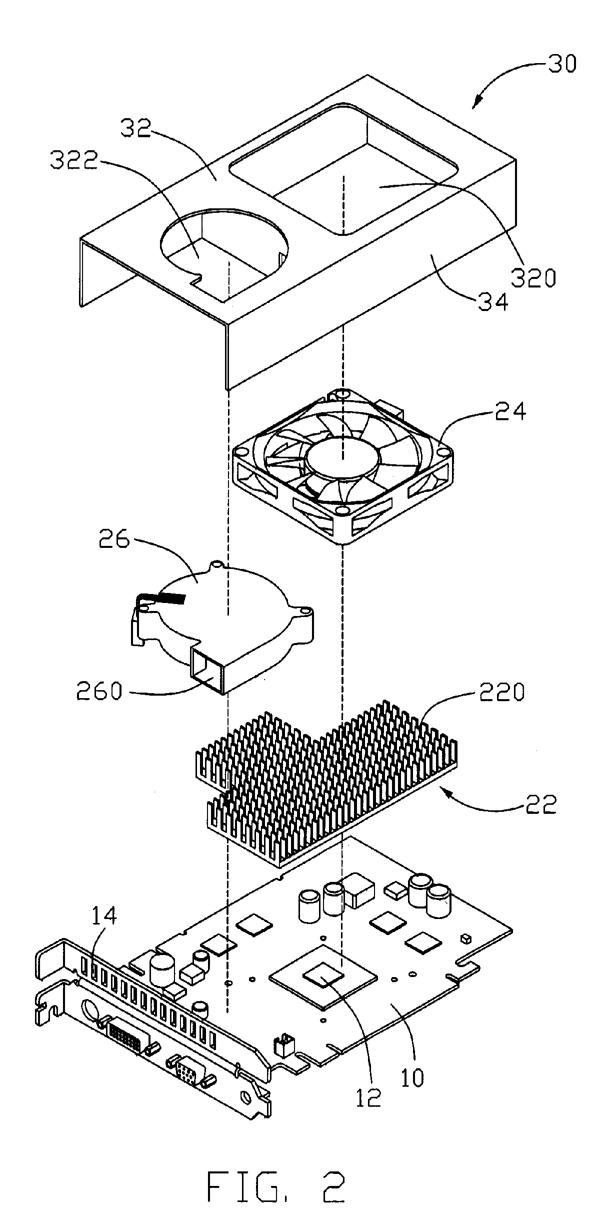 Heat dissipation device having a dual-fan arrangement