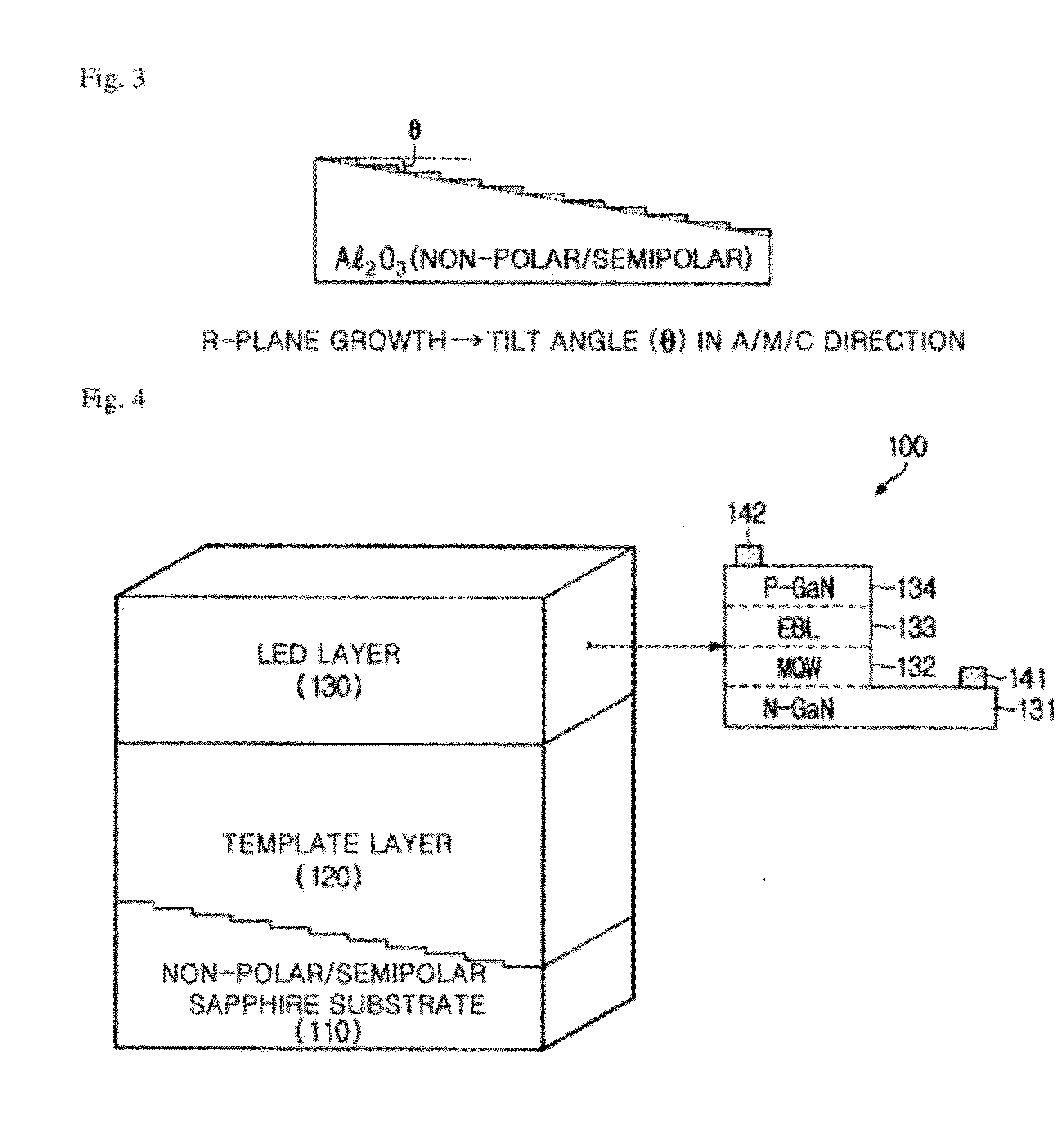 High-quality non-polar/semi-polar semiconductor element on tilt substrate and fabrication method thereof