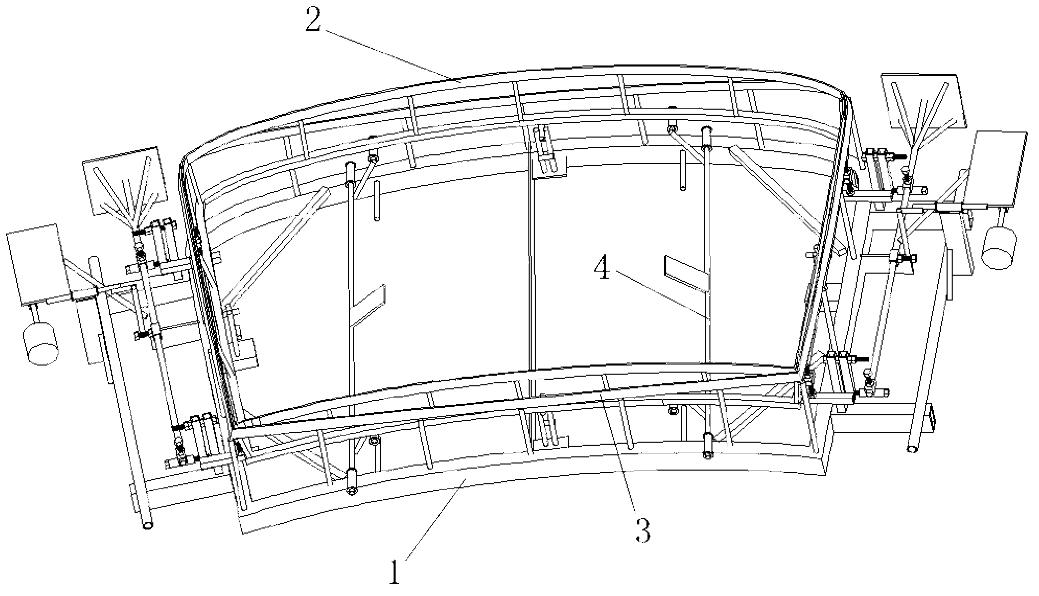 Roast-bending die for secondary forming of automobile glass