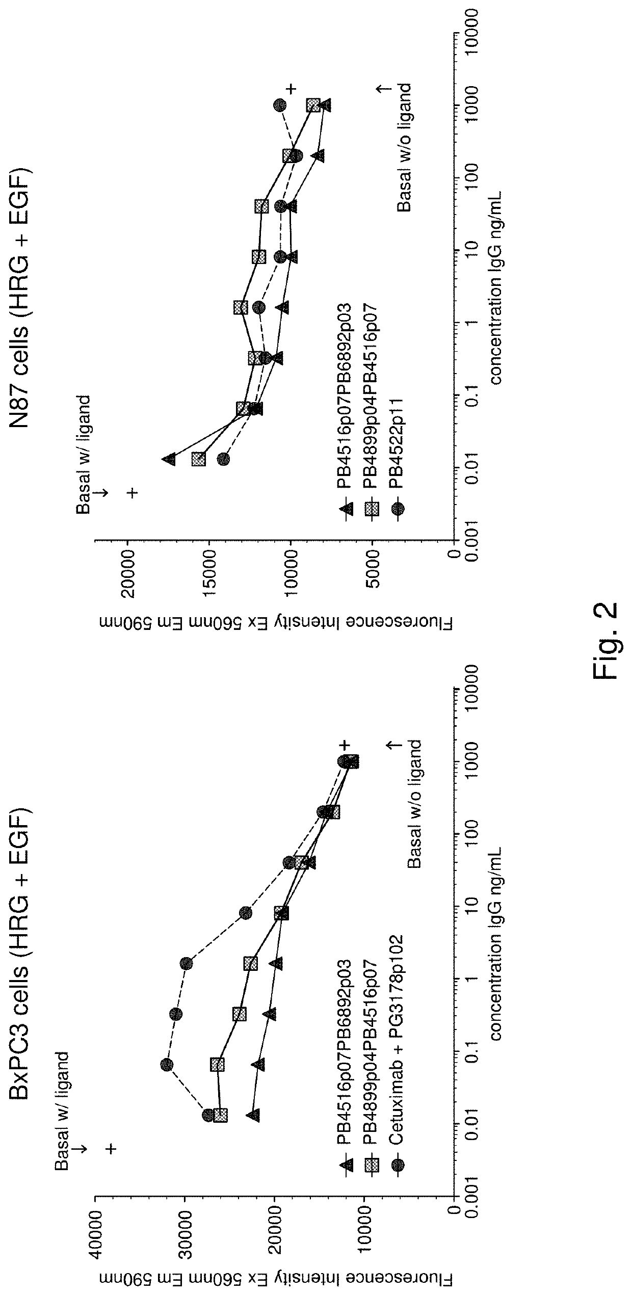 Combinations of binding moieties that bind egfr, her2 and her3