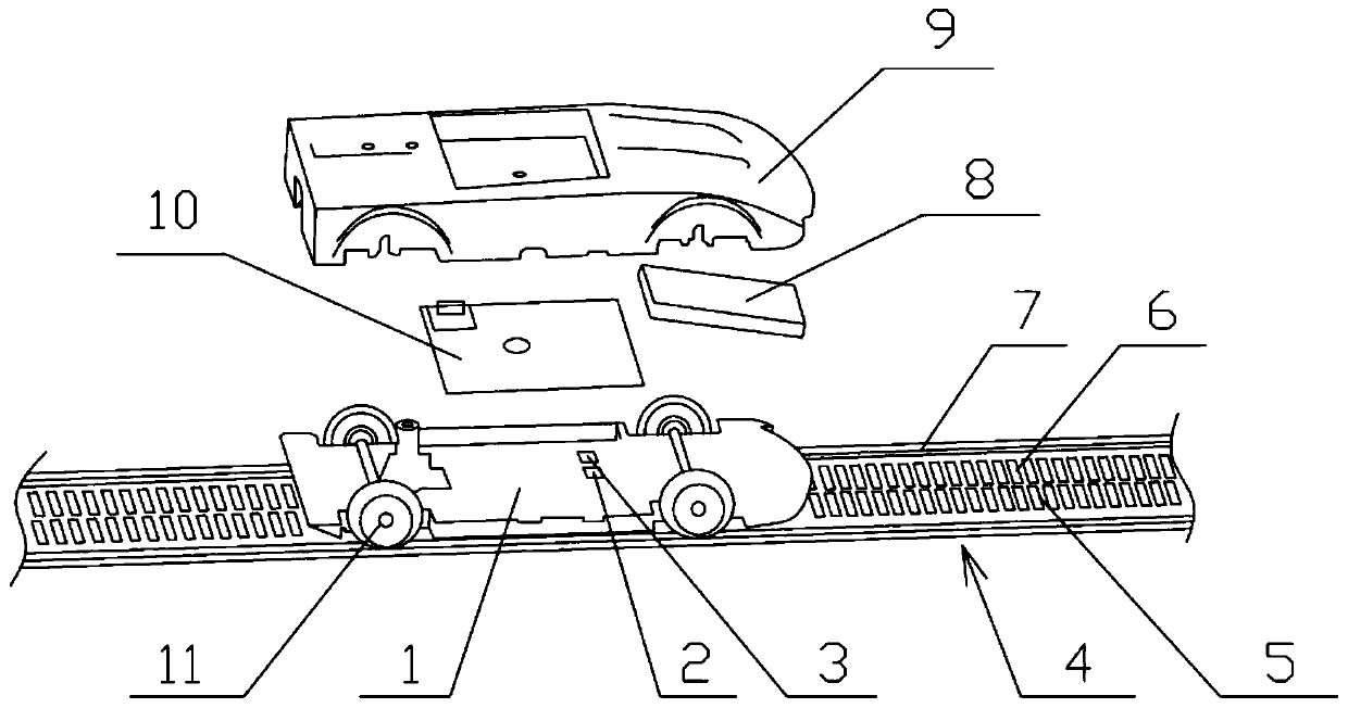 Digital trolley track system capable of self-identifying motion direction and distance and its measuring method