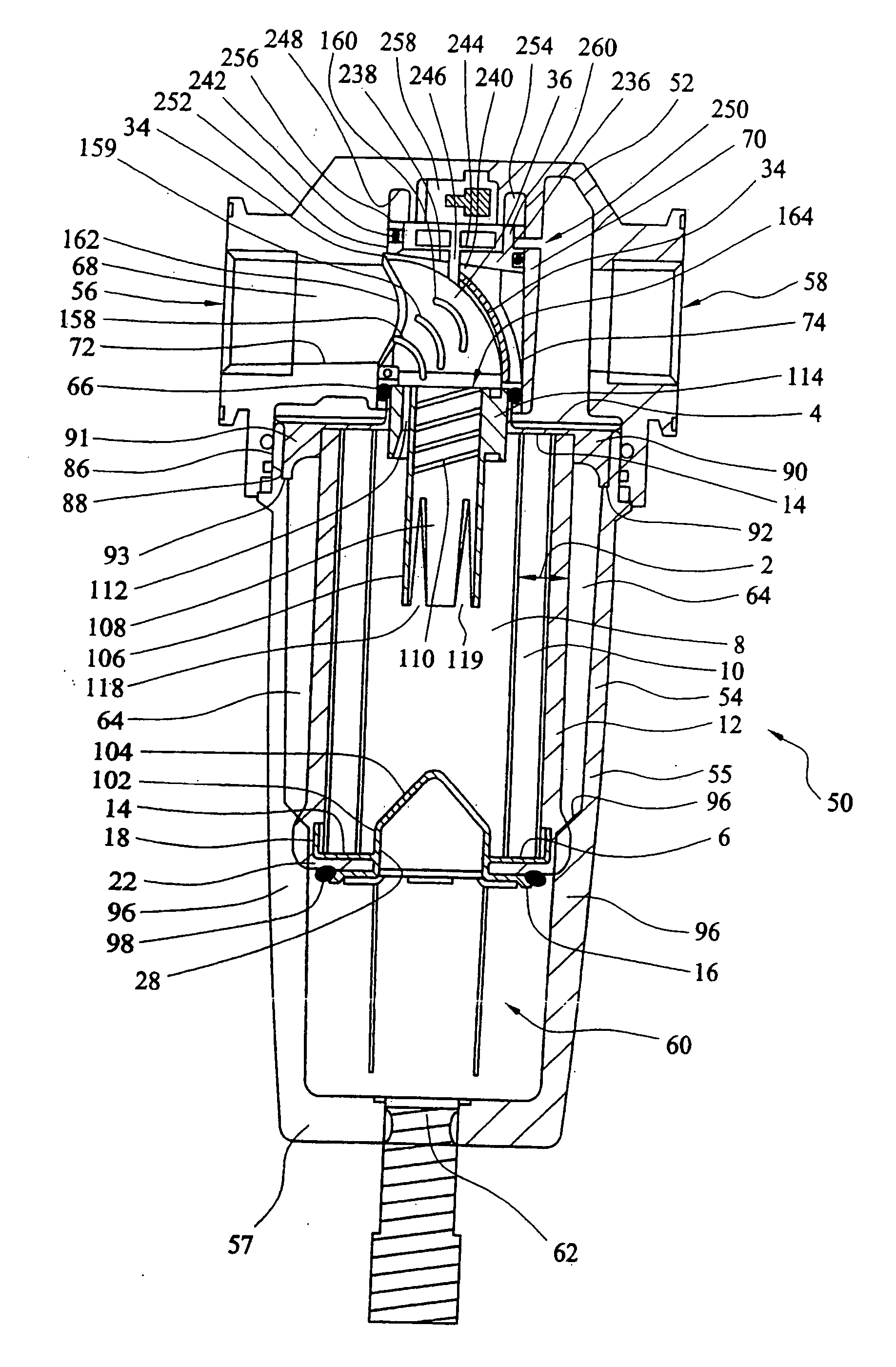 Assembly for collecting material entrained in a gas stream