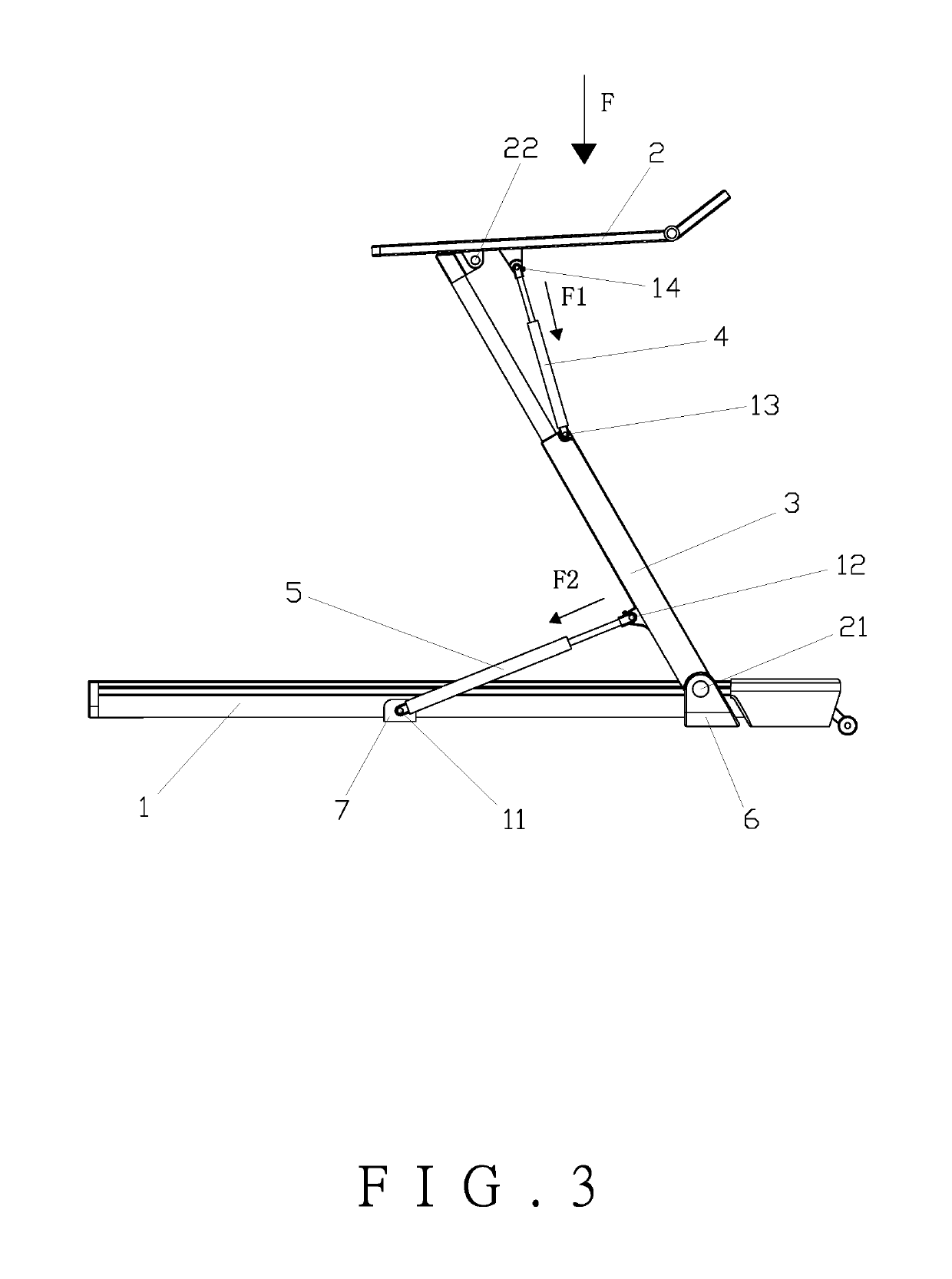 Treadmill folding device having locking function and method for using the same
