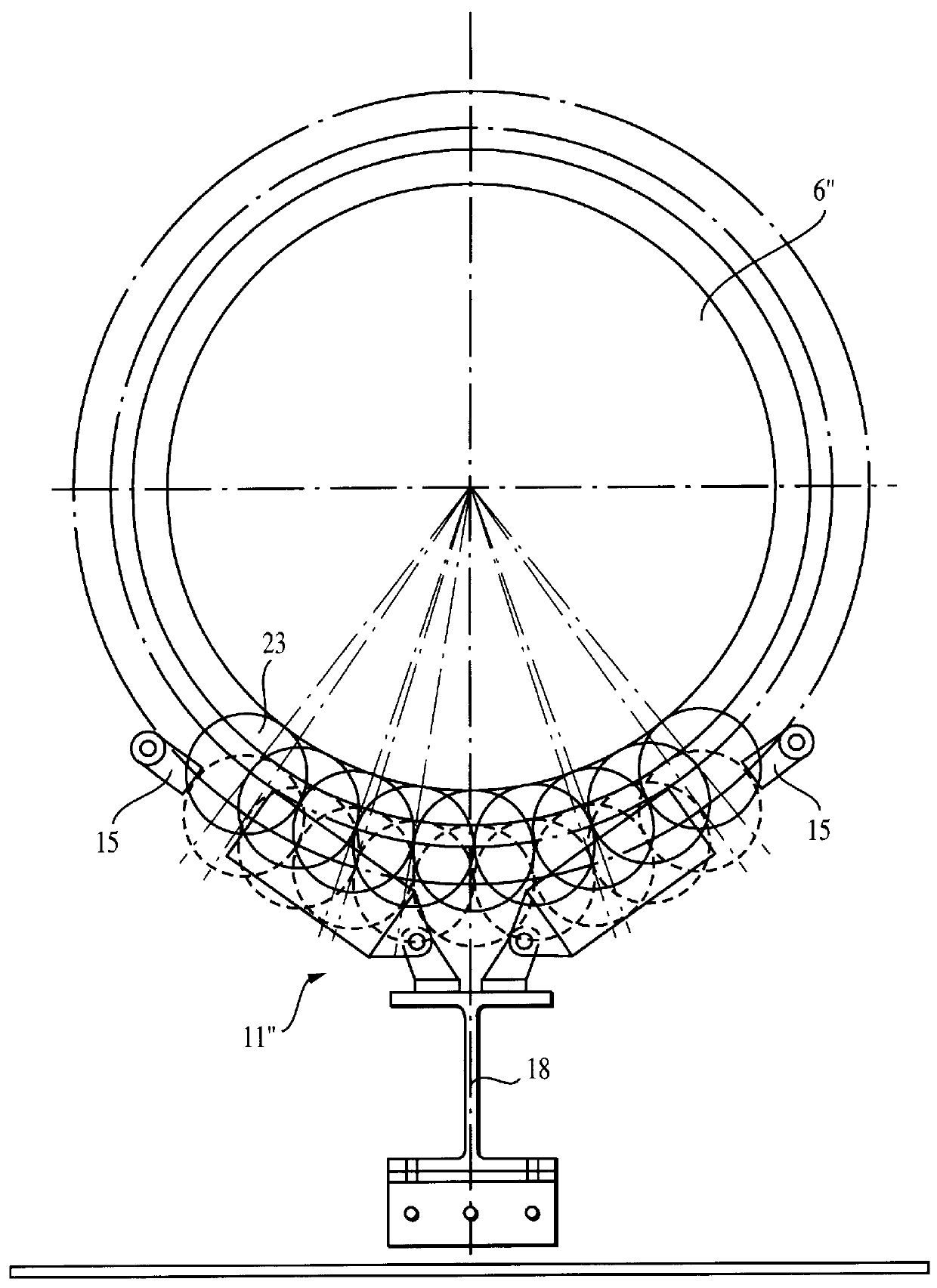 Winding device including a support device and winding process