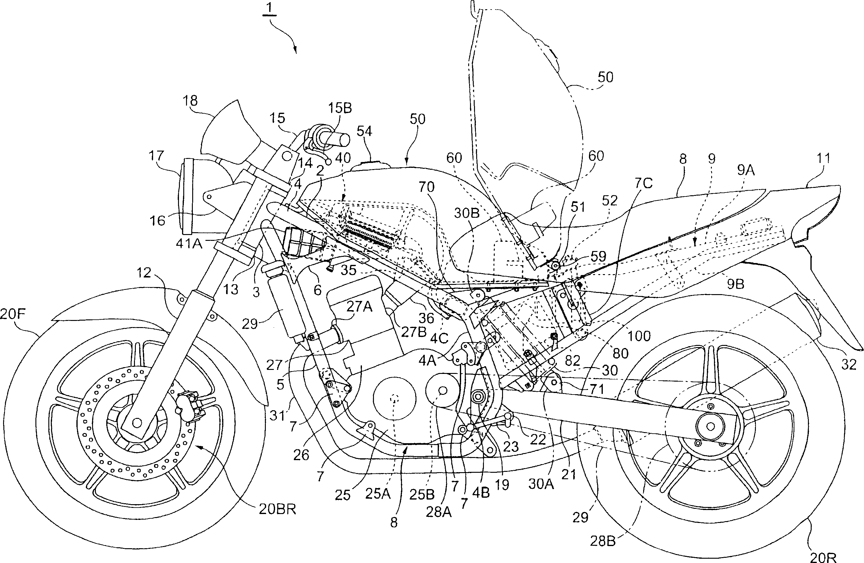 Rear buffer configuring structure of two-wheels motor vehicle