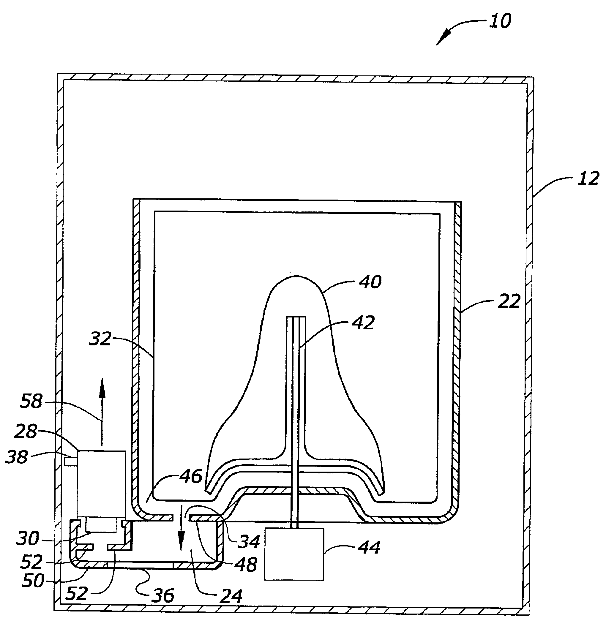 Tub mounted, vertically oriented pump