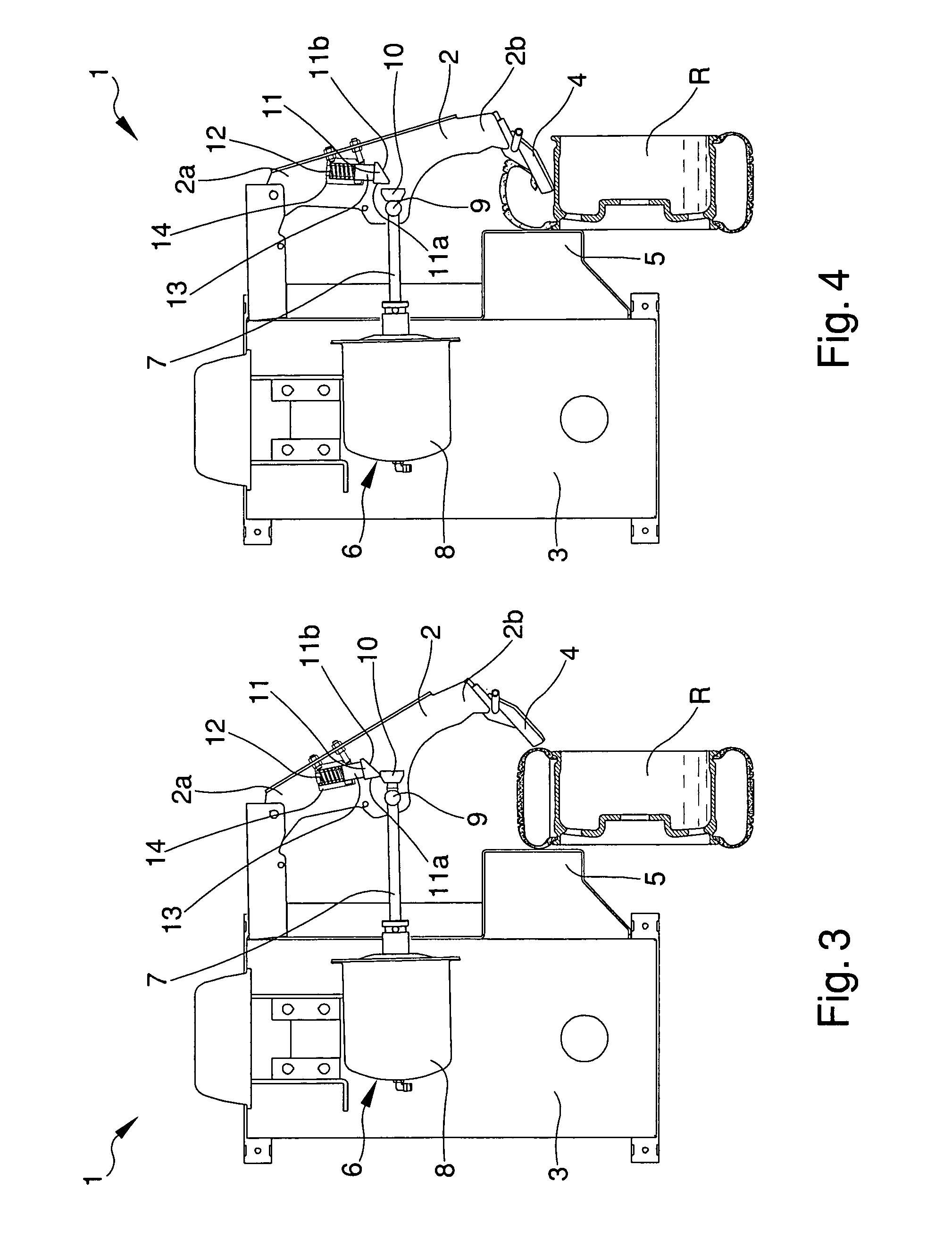 Bead breaking unit for tire changing machines