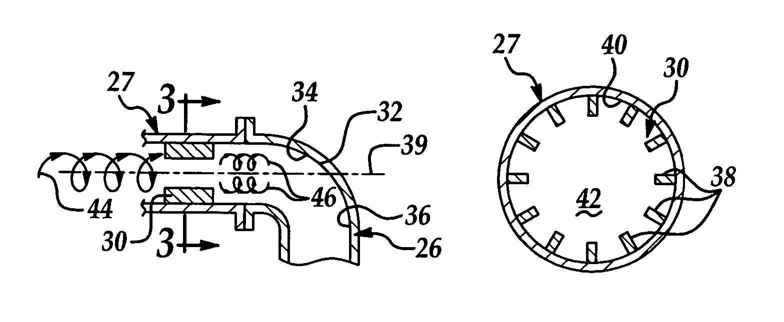 Noise attenuation device for a vehicle exhaust system