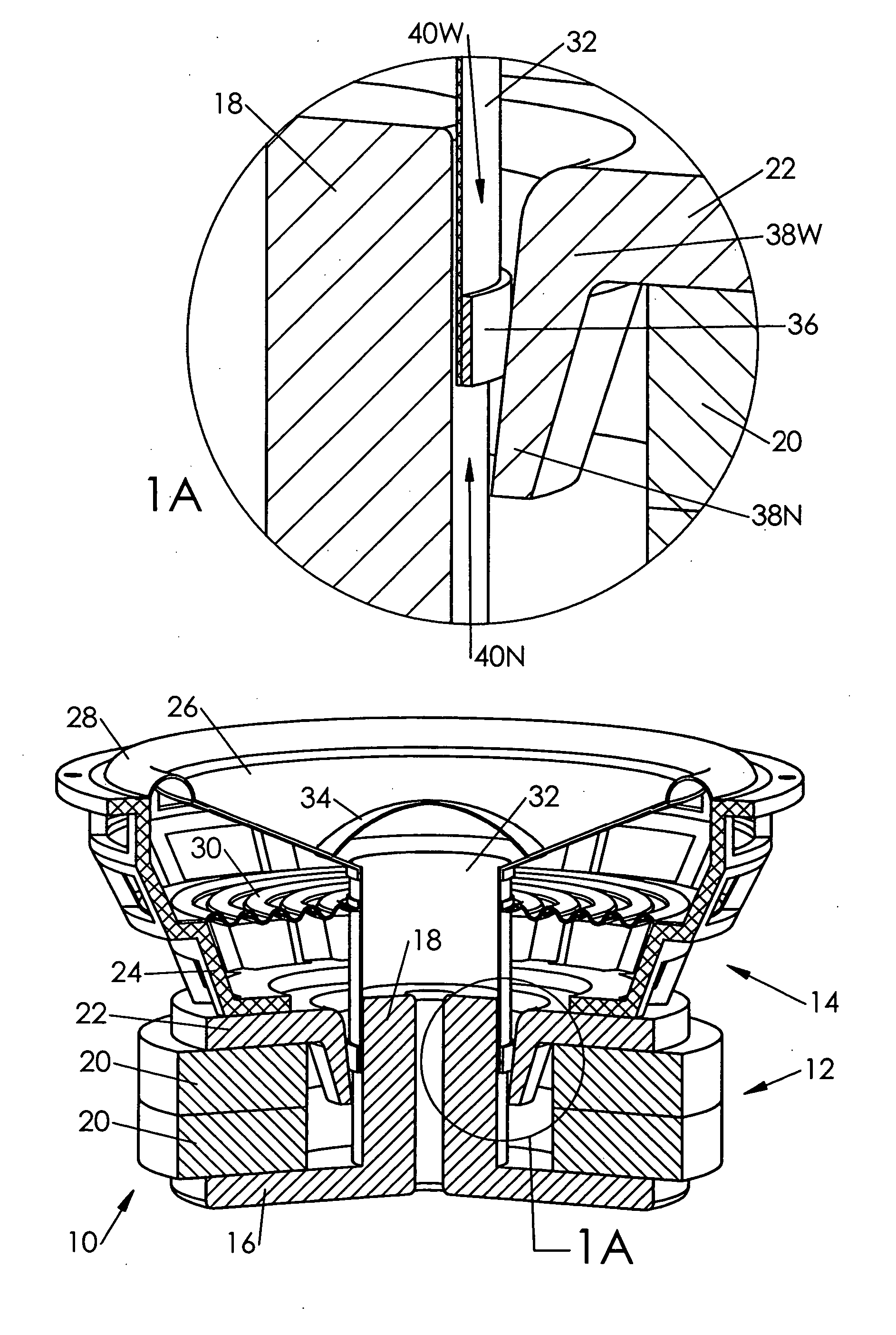Magnetically tapered air gap for electromagnetic transducer