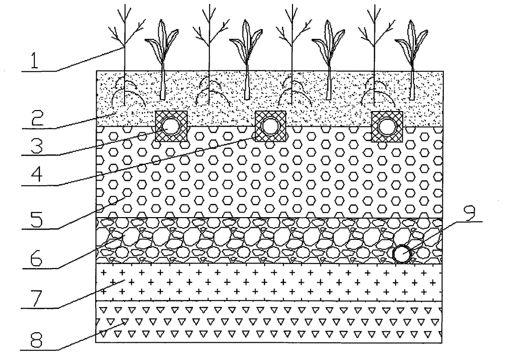 Soil percolation system applicable to sewage ecological processing