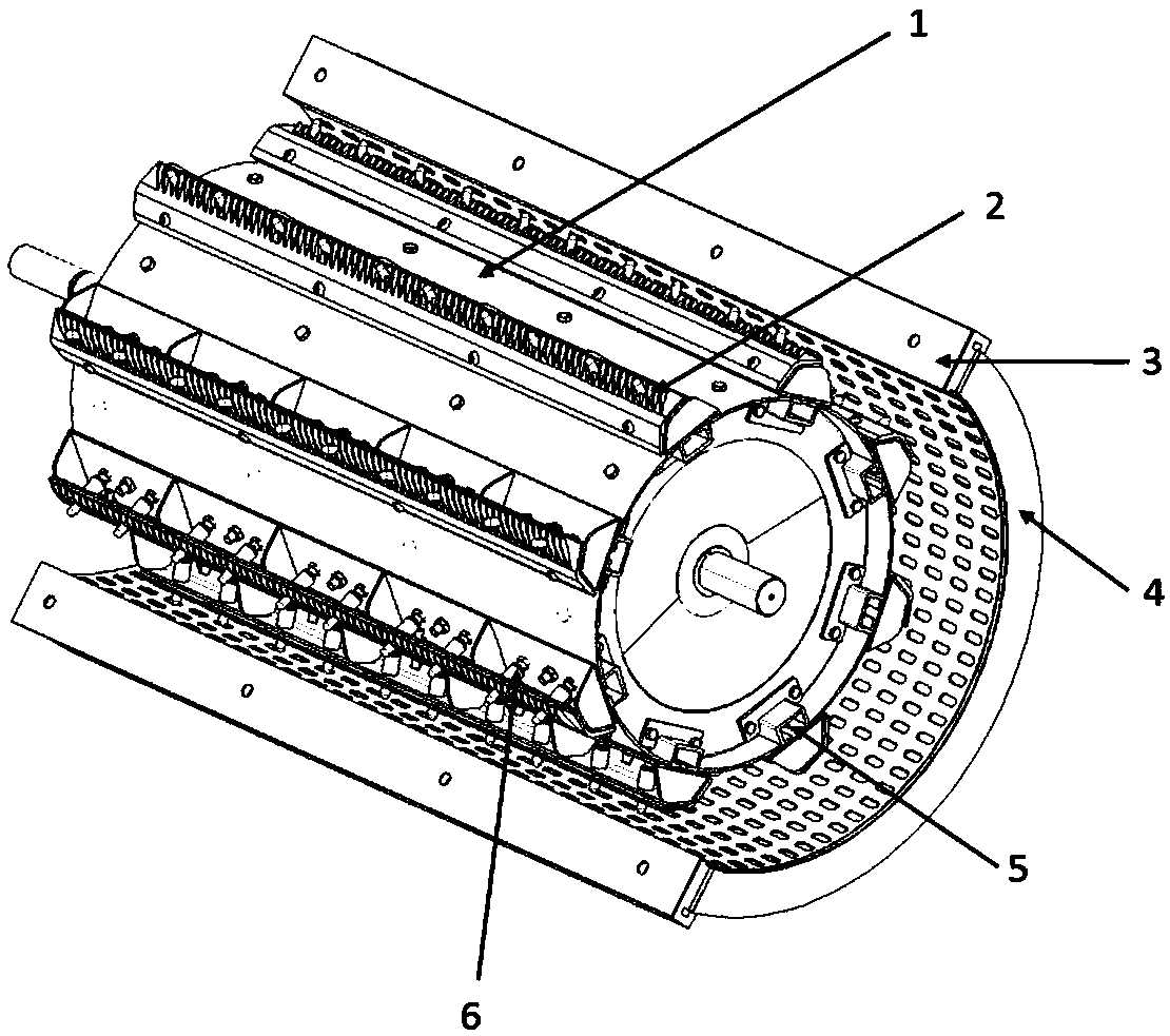 Corn kernel threshing and separating device