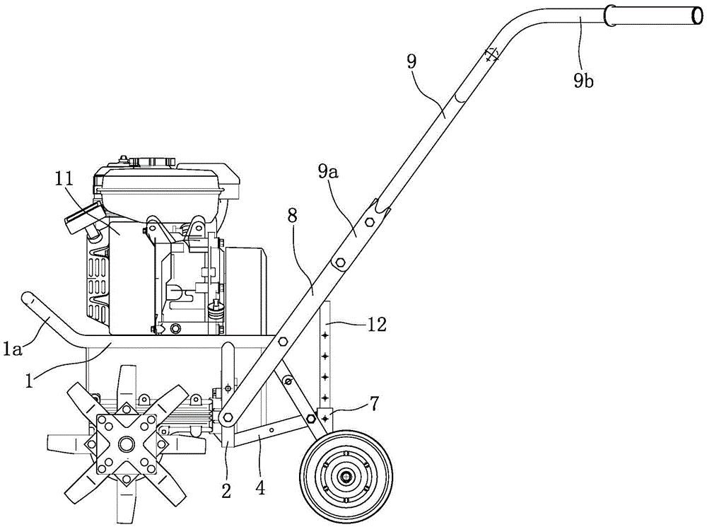 A Tiller Engine and Handle Seat Mounting Structure