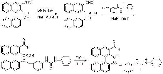 Method for synthesizing (S)-2-hydroxy-2'-(3-phenylureaphenyl)-1,1'-binaphthyl-3-formaldehyde