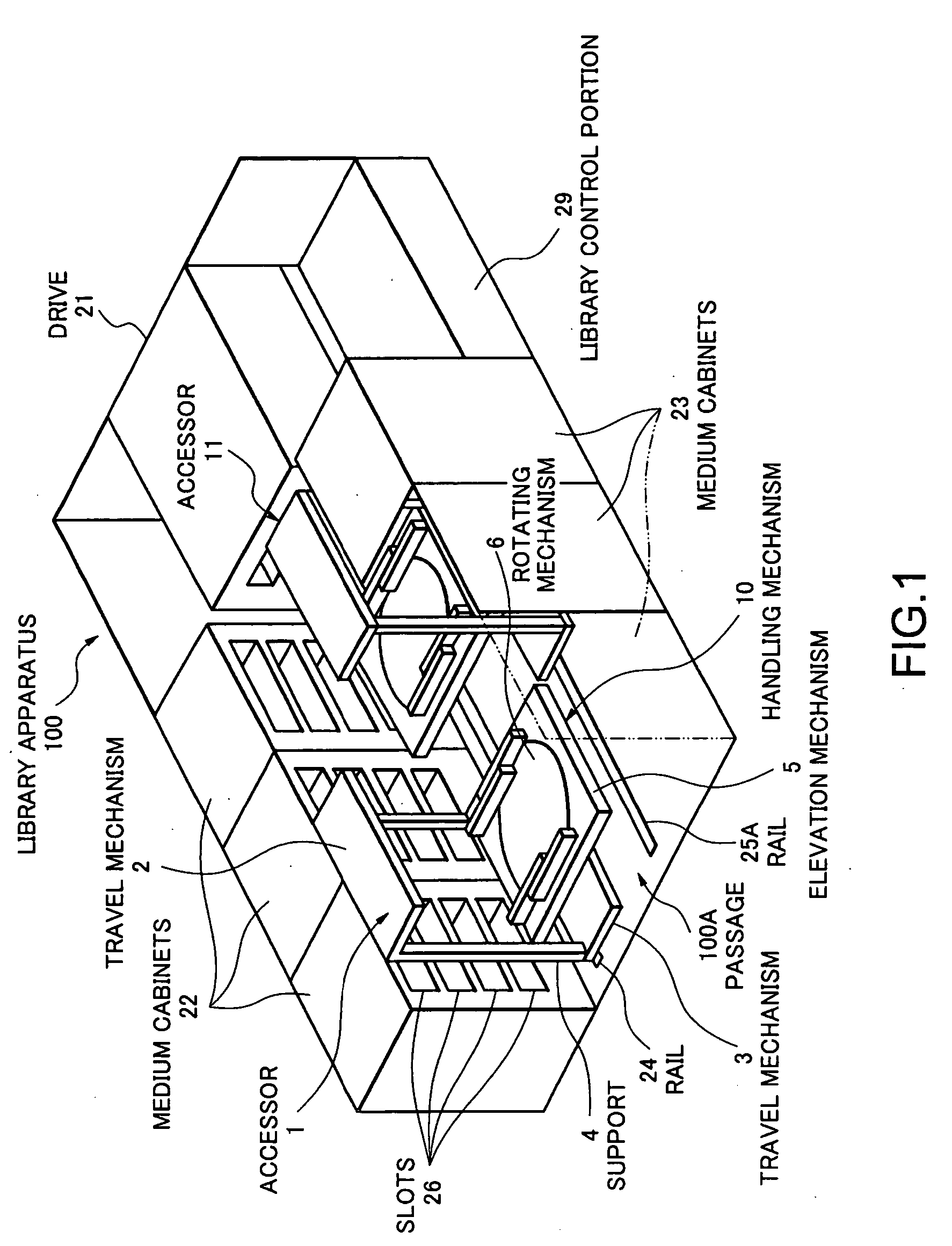 Data storage library and accessor control method