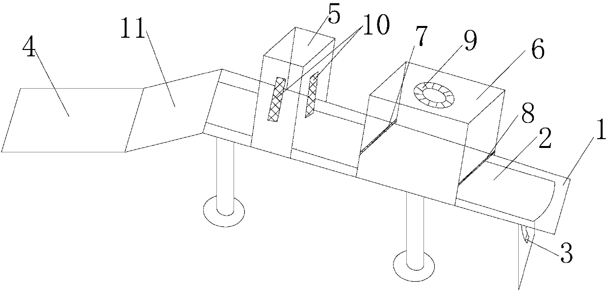 Conveying device of floor grooving machine