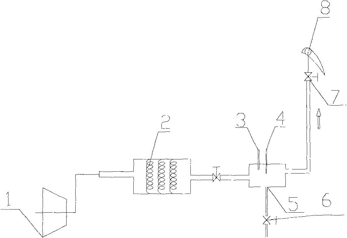 Dehumidifying device for hollow stationary blade of steam turbine through heating and blowing