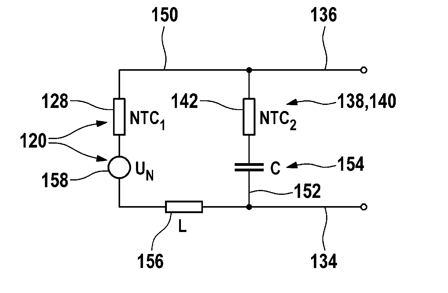 Sensor array comprising a temperature probe