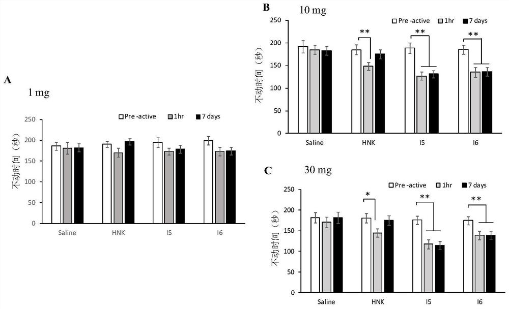 Application of a long-acting and low-addiction hnk derivative in the preparation of medicines