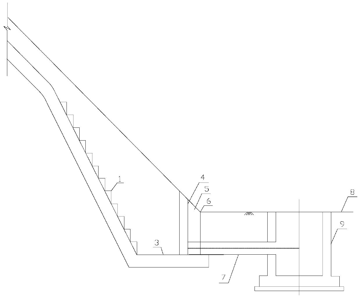 Structure for connecting flood intercepting ditch and inspection well