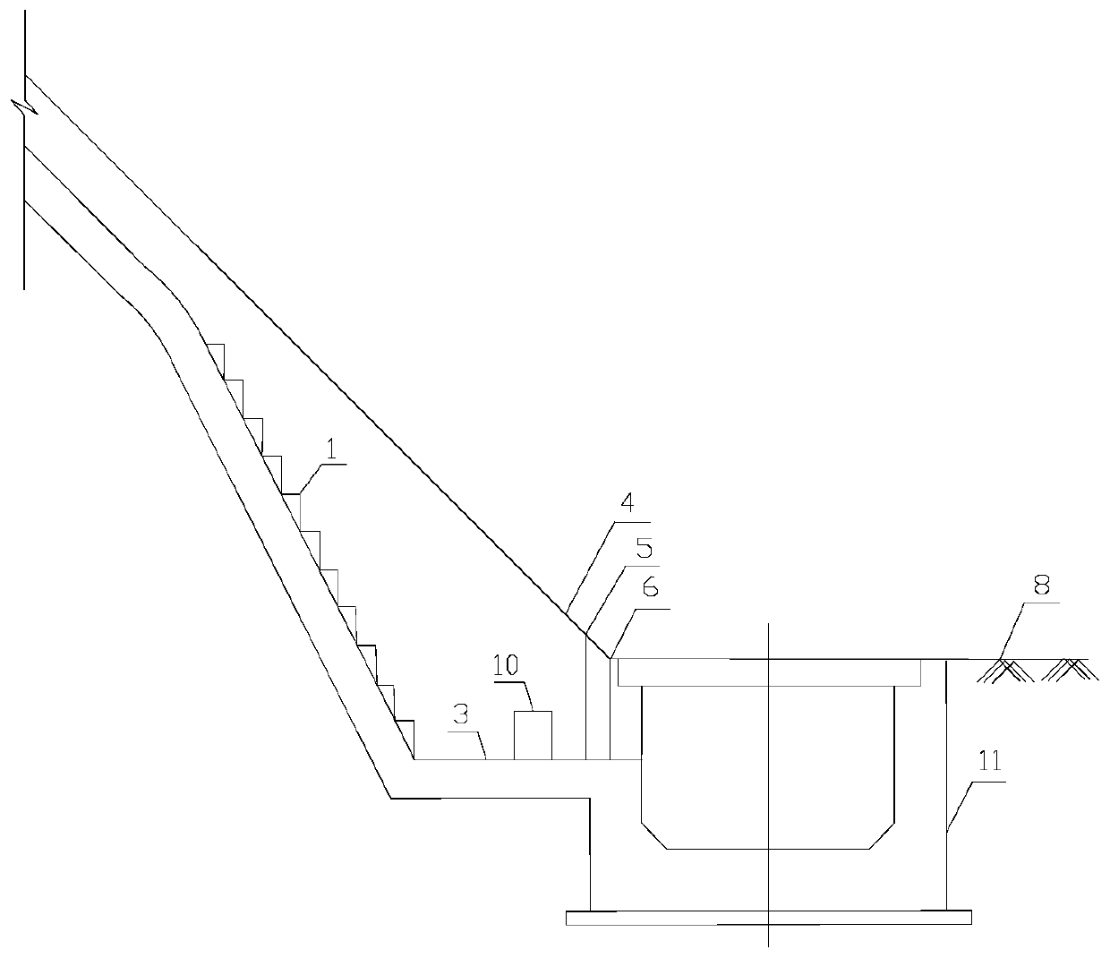 Structure for connecting flood intercepting ditch and inspection well